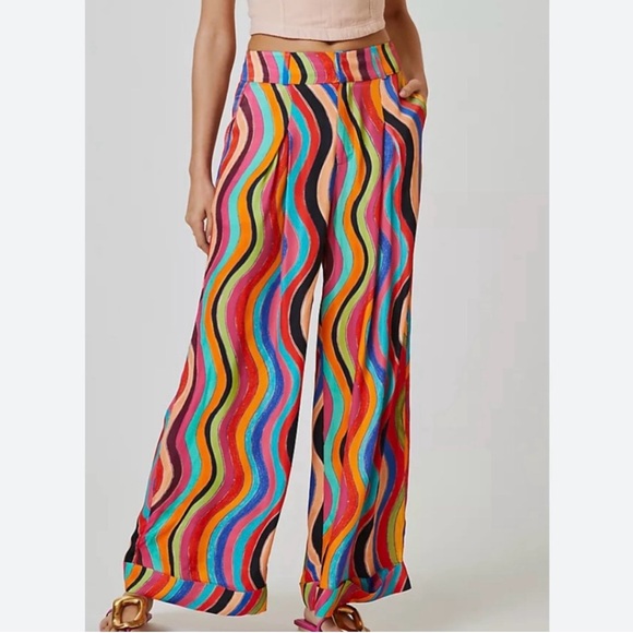 Farm Rio X Anthropology Colorful Wave Pattern Women's Pants - Picture 3 of 3